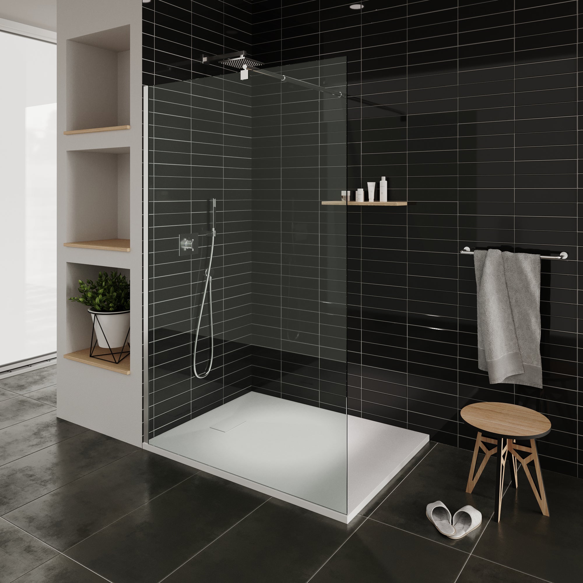 BOREAL - Base de Duche Branca Antiderrapante, Resistente, Duradouro e Fácil de Limpar - Inc. sifão