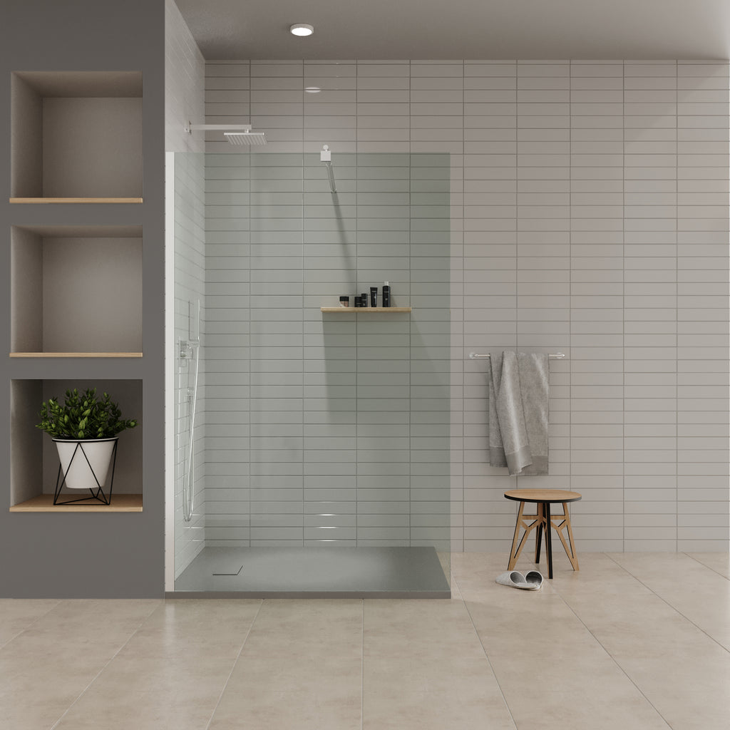 BOREAL - Base de Duche Cinzenta Antiderrapante, Resistente, Duradouro e Fácil de Limpar - Inc. sifão