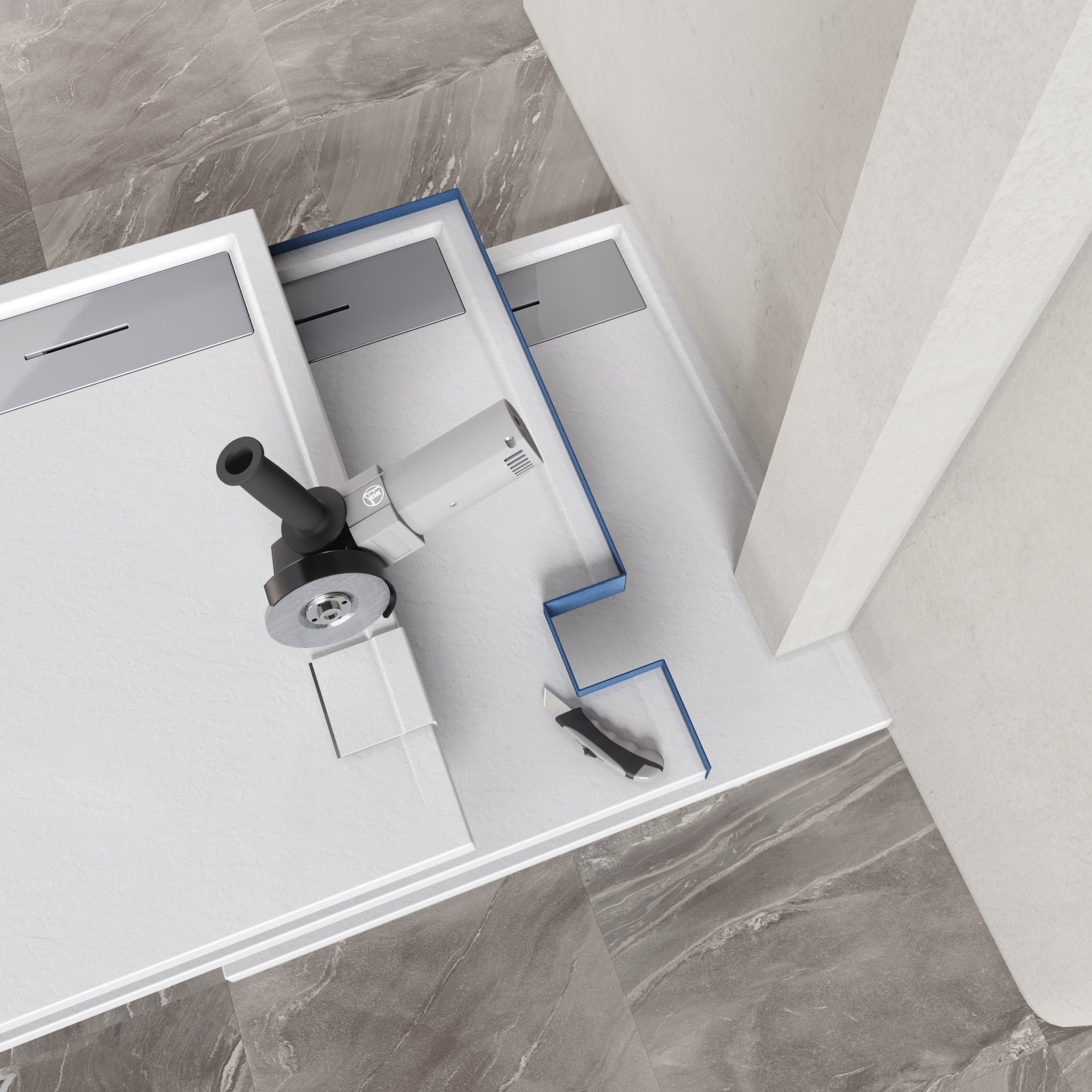 HIEMAL - Base de duche branca antiderrapante, resistente, duradouro - Inc. sifão e grelha de inox