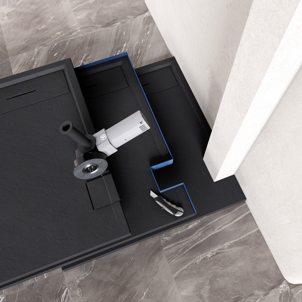 HIEMAL - Base de duche preta antiderrapante, resistente, duradouro e fácil de limpar - Inc. sifão