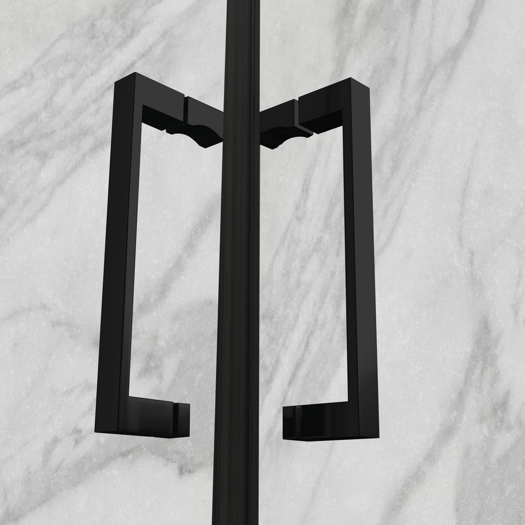 MATILDE - Cabine de duche de entrada de canto com portas dobráveis em vidro temperado e perfis preto