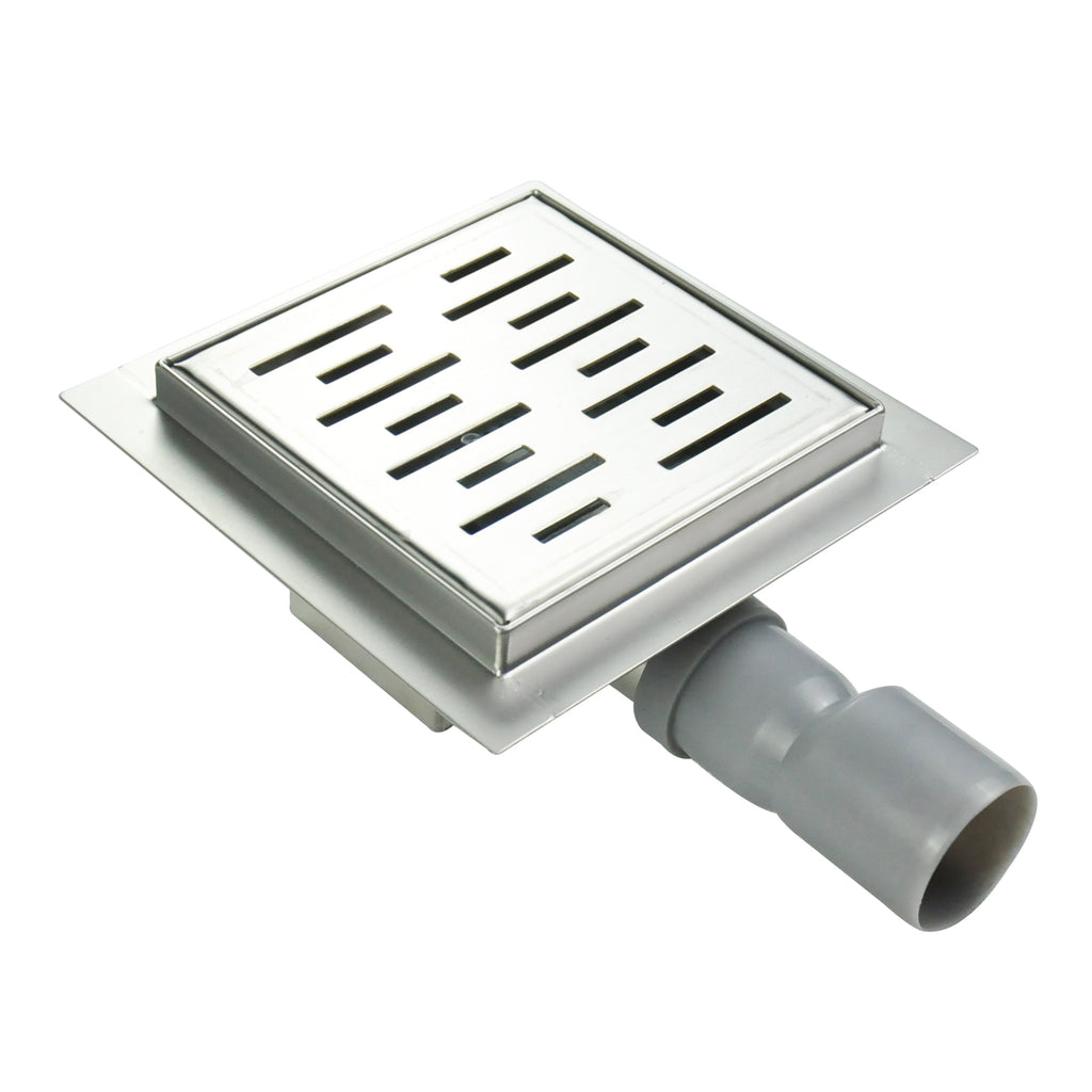 Ralo de duche quadrado em aço inoxidável ultra plano - 4 tamanhos Q4, prateado