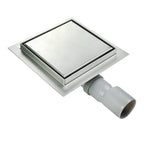 Ralo de duche de drenagem quadrado em aço inoxidável ultra plano - 4 tamanhos Q1, prateado