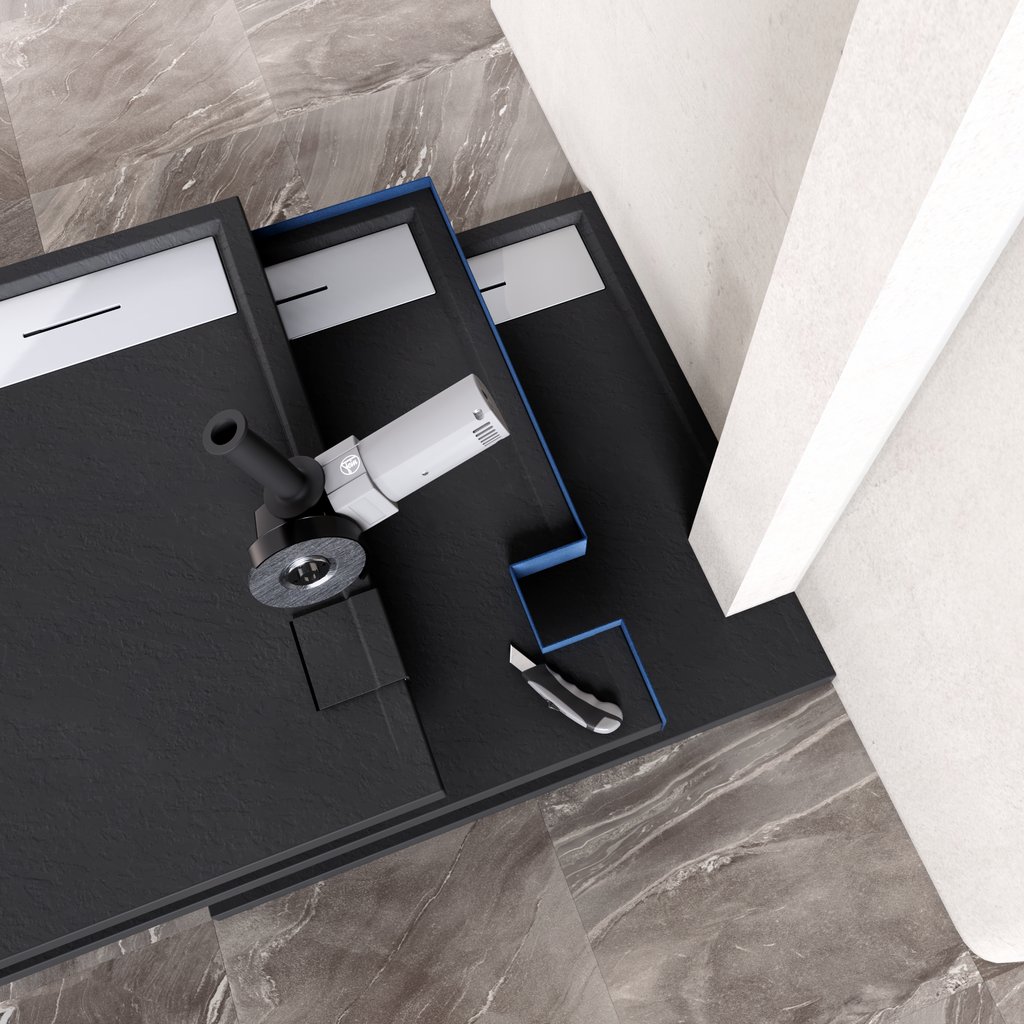 HIEMAL - Base de duche preta antiderrapante, resistente, duradouro - Inc. sifão e grelha de inox