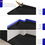 POLAR - Base de Duche Preta Antiderrapante, Resistente, Duradouro e Fácil de Limpar - Inc. sifão