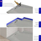 POLAR - Base de duche cinzenta antiderrapante, resistente, duradouro e fácil de limpar - Inc. sifão