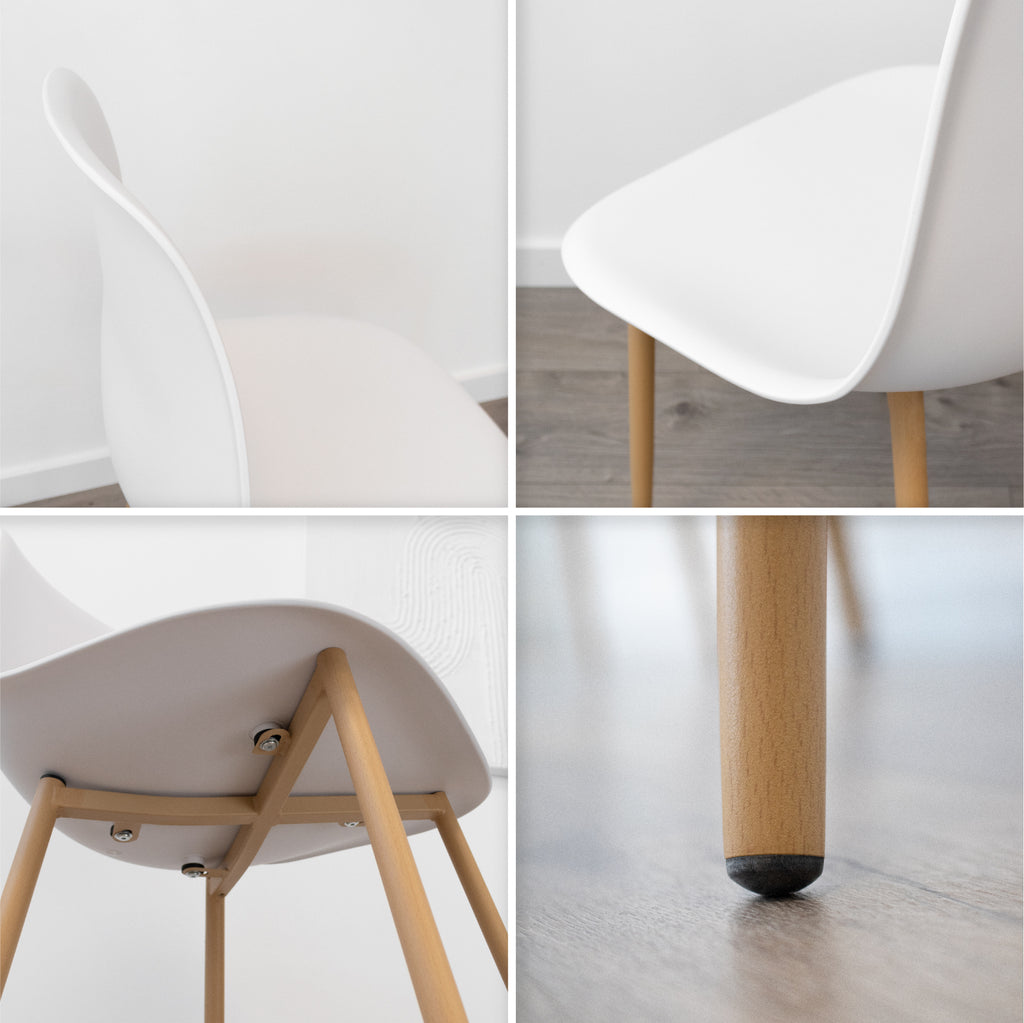 HEMANS - Conjunto de 4 cadeiras de jantar com encosto alto, pernas metálicas efeito madeira e pés antiderrapantes