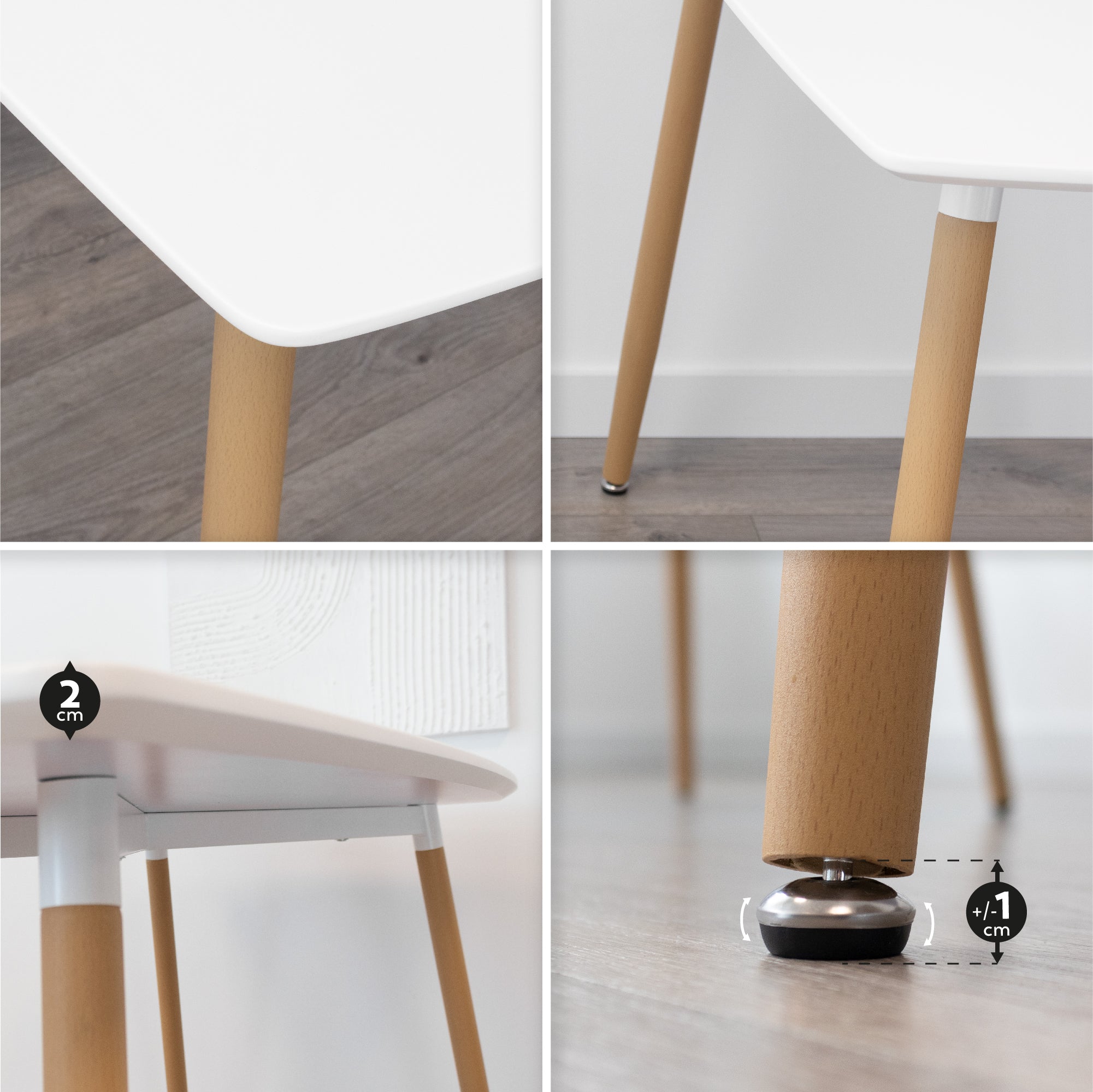 FELICIA - Mesa de jantar 120x70x74,5 cm – Estrutura metálica efeito madeira, pés antiderrapantes, montagem fácil