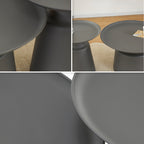 ONAT - Conjunto de 2 mesas de café/centro com estrutura metálica e acabamento preto (Ø65 e Ø45 cm)