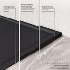 HIEMAL - Base de duche preta antiderrapante, resistente, duradouro e fácil de limpar - Inc. sifão