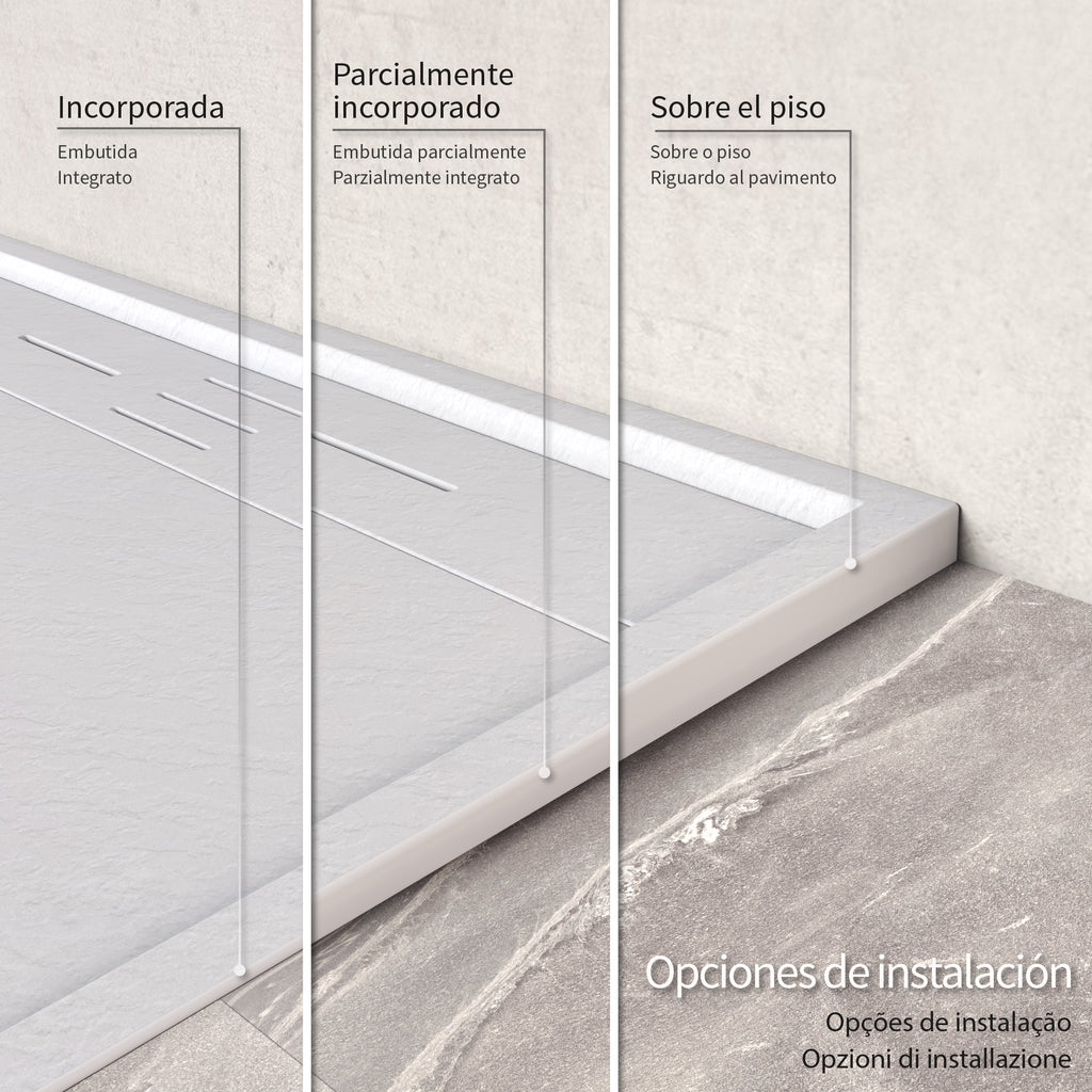 HIEMAL - Base de duche branca antiderrapante, resistente, duradouro e fácil de limpar - Inc. sifão