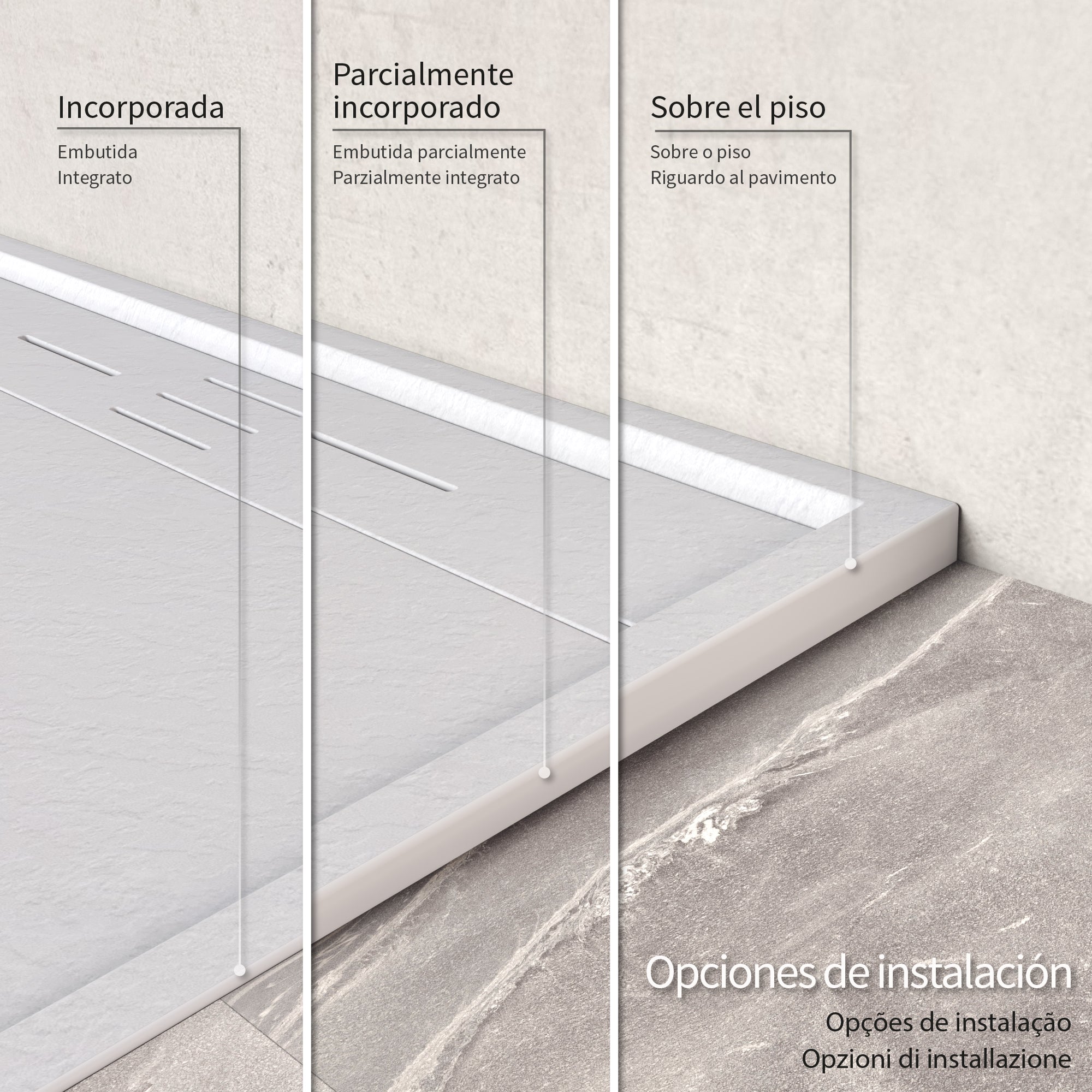 HIEMAL - Base de duche branca antiderrapante, resistente, duradouro e fácil de limpar - Inc. sifão