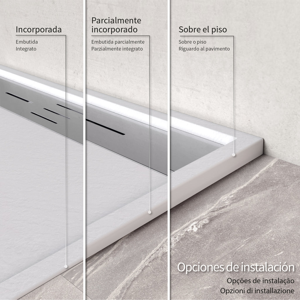 HIEMAL - Base de duche branca antiderrapante, resistente, duradouro - Inc. sifão e grelha de inox