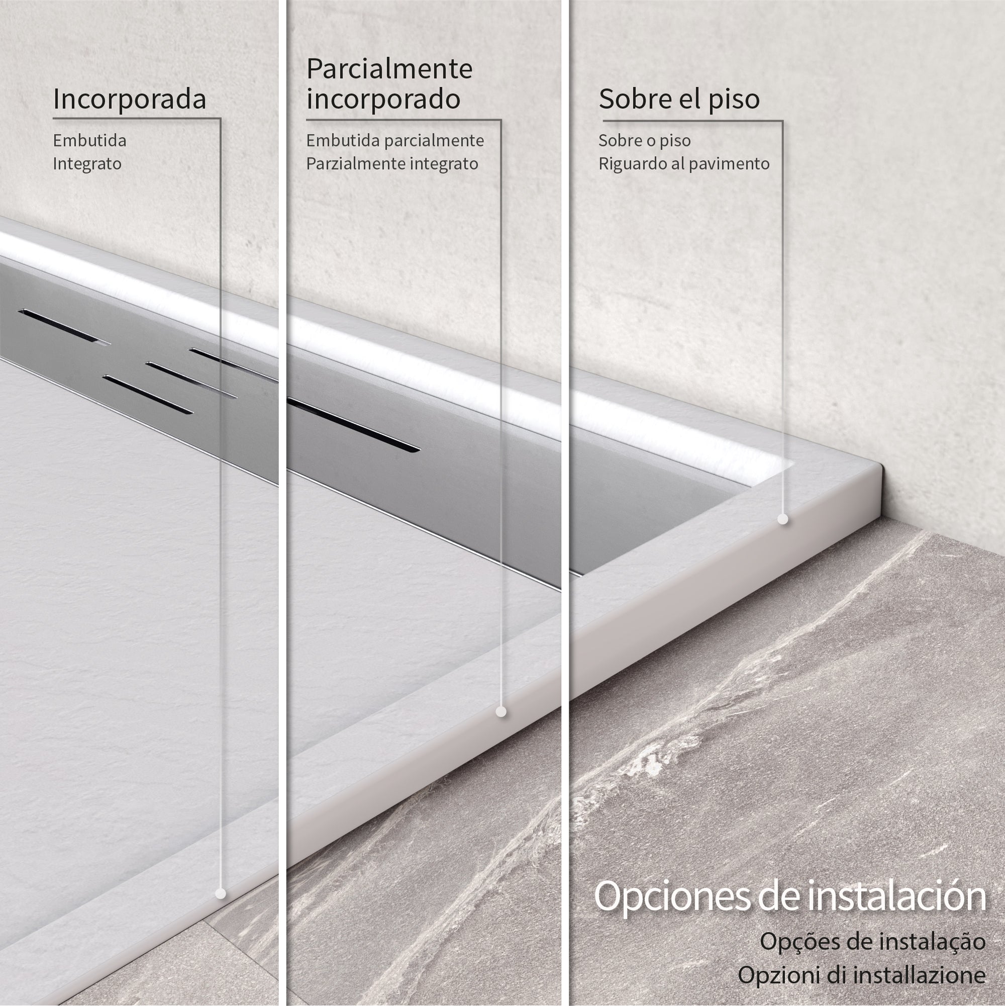 HIEMAL - Base de duche branca antiderrapante, resistente, duradouro - Inc. sifão e grelha de inox
