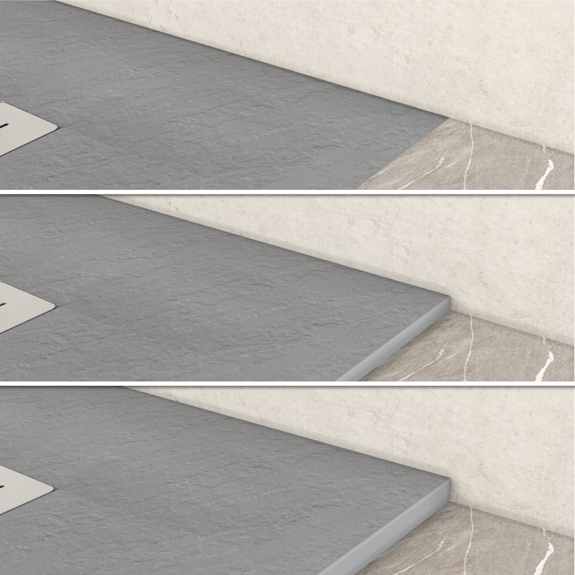 LUMIA - Base de Duche Cinzenta Antiderrapante, Resistente, Duradouro - Inc. Sifão e Grelha de Inox