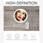 Espelho de Barbear /Maquilhagem Recarregável com LED, Aumento 5X, Rotação 360º