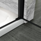 MATILDE - Cabine de duche de entrada de canto com portas dobráveis em vidro temperado e perfis preto