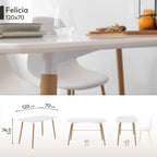FELICIA - Mesa de jantar 120x70x74,5 cm – Estrutura metálica efeito madeira, pés antiderrapantes, montagem fácil