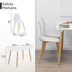Conjunto de Mesa e Cadeiras Felicia Hemans, Estrutura Metálica Efeito Madeira