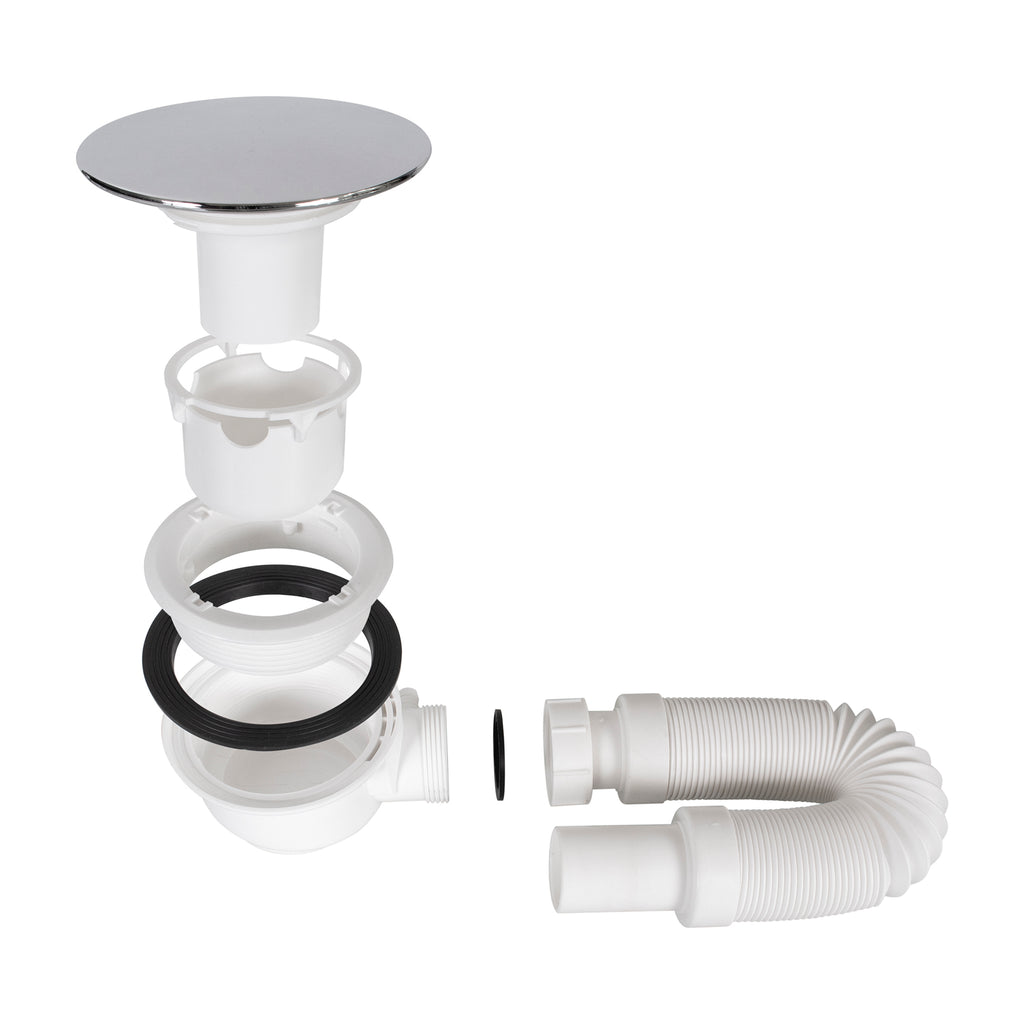 SHIMMER - Base de Duche Branca Smooth Acrílica, Textura Lisa, Extraplana 5cm, Sifão e Válvula Incluídos