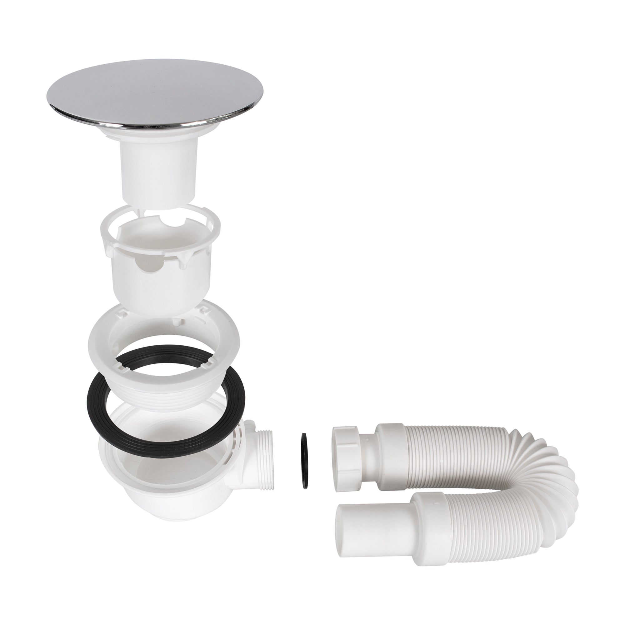 SHIMMER - Base de Duche Branca Smooth Acrílica, Textura Lisa, Extraplana 5cm, Sifão e Válvula Incluídos