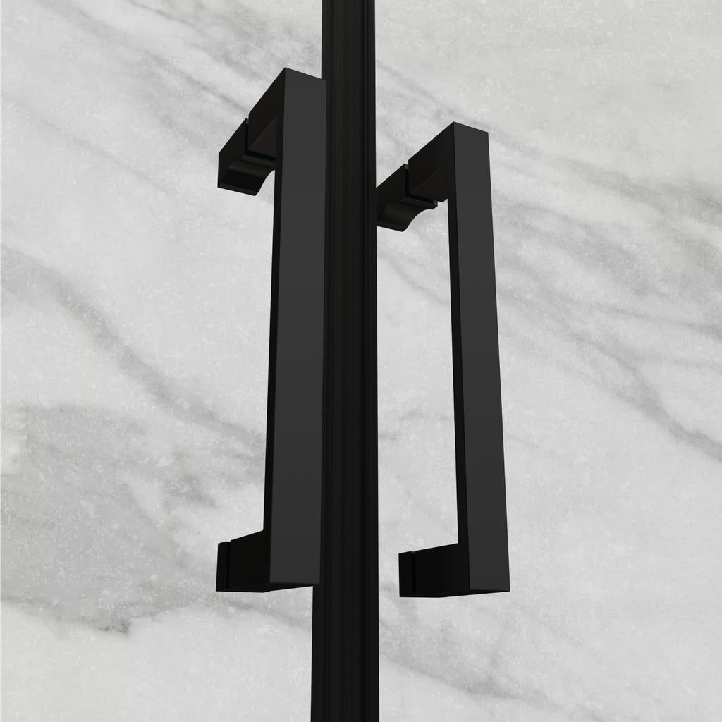 LARA - Frontal de duche em vidro temperado de 6 mm, portas batentes e perfis pretos