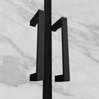 LARA - Frontal de duche em vidro temperado de 6 mm, portas batentes e perfis pretos