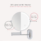 Espelho de Barbear /Maquilhagem Recarregável com LED, Aumento 5X, Rotação 360º