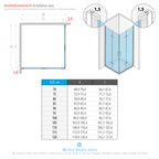 MATILDE - Cabine de duche de entrada de canto com portas dobráveis em vidro temperado e perfis preto