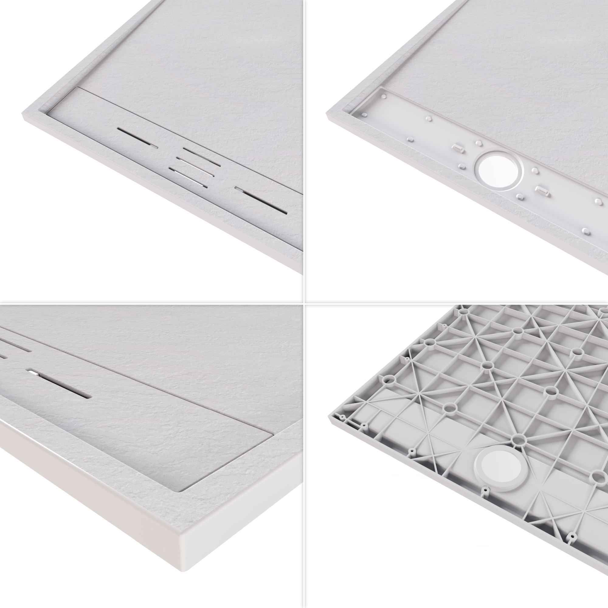 HIEMAL - Base de duche branca antiderrapante, resistente, duradouro e fácil de limpar - Inc. sifão