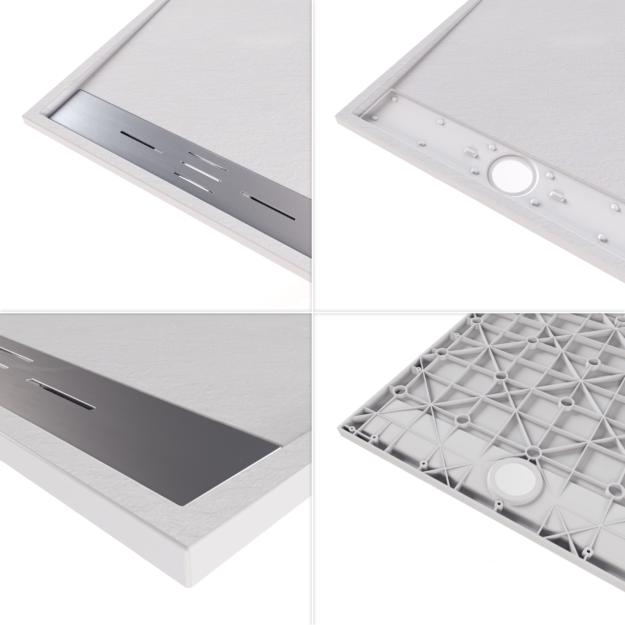 HIEMAL - Base de duche branca antiderrapante, resistente, duradouro - Inc. sifão e grelha de inox