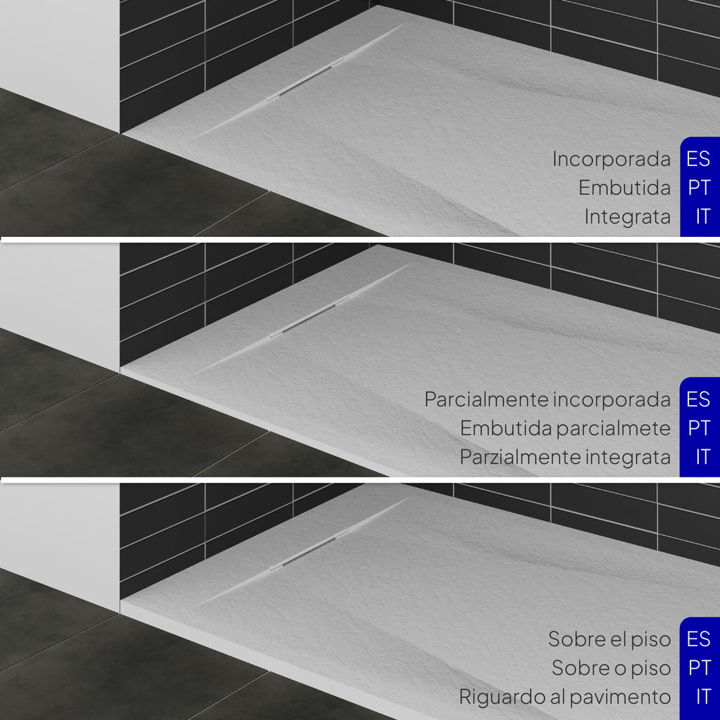 POLAR - Base de duche branca antiderrapante, resistente, duradouro e fácil de limpar - Inc. sifão