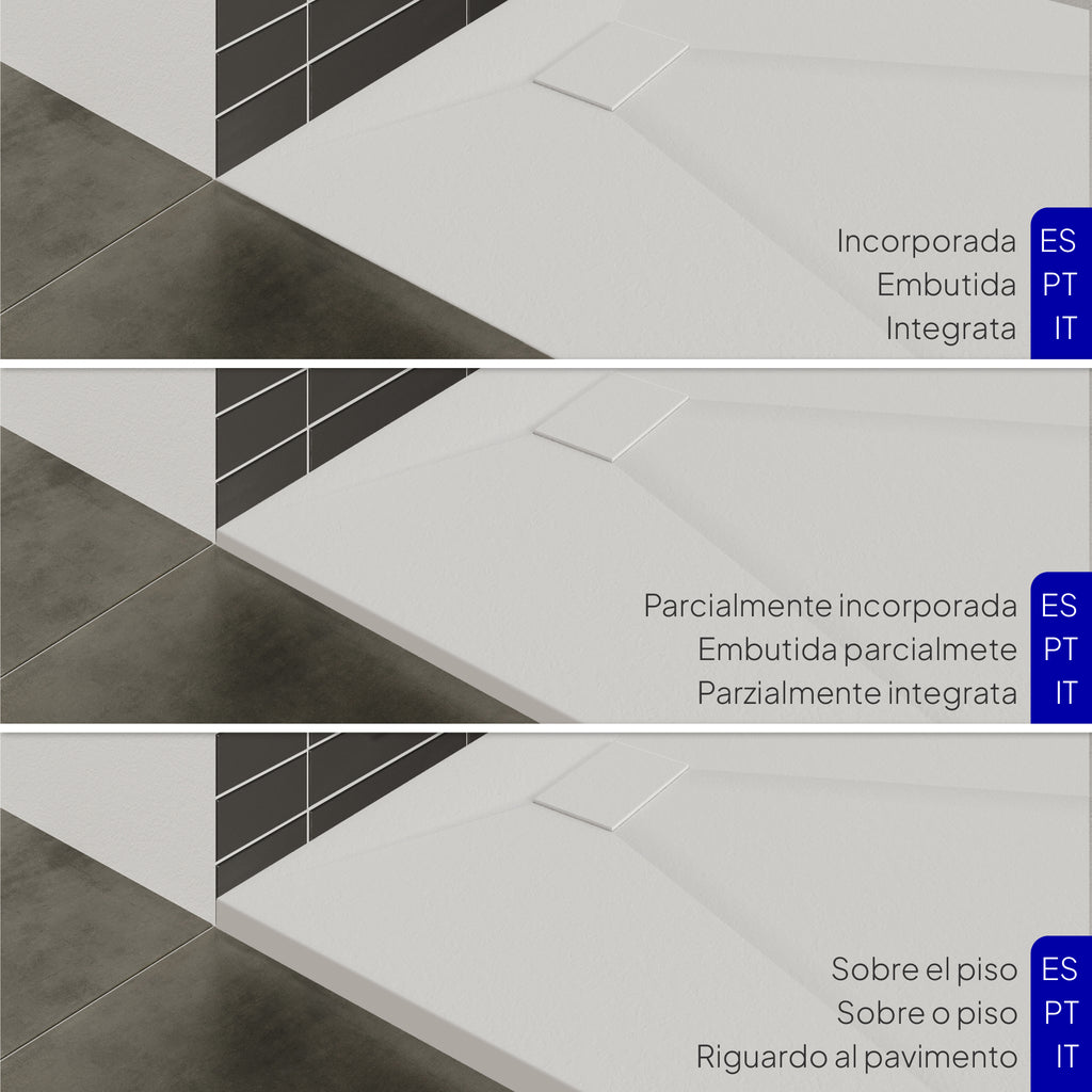 BOREAL - Base de Duche Branca Antiderrapante, Resistente, Duradouro e Fácil de Limpar - Inc. sifão