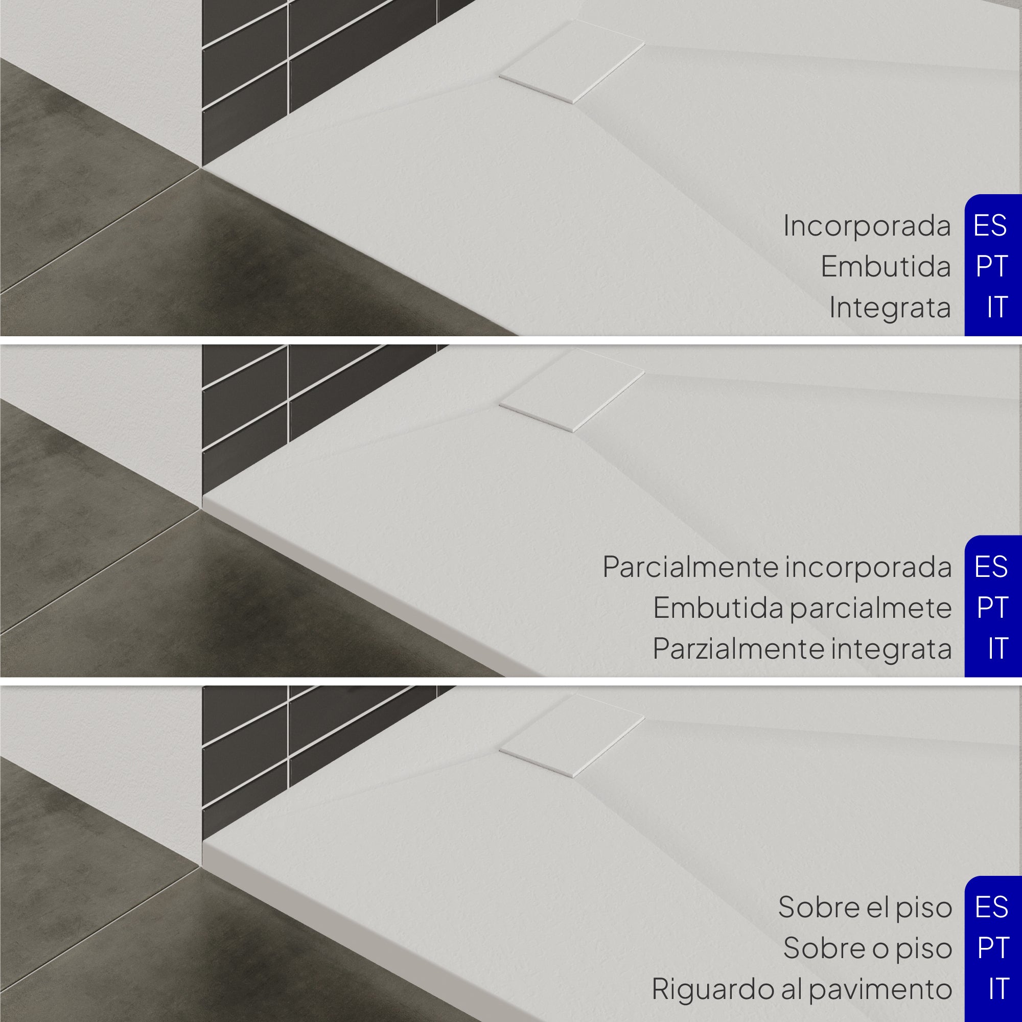 BOREAL - Base de Duche Branca Antiderrapante, Resistente, Duradouro e Fácil de Limpar - Inc. sifão