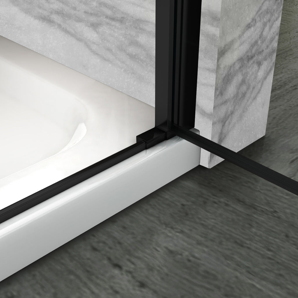 LARA - Frontal de duche em vidro temperado de 6 mm, portas batentes e perfis pretos