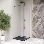 HIEMAL - Base de duche preta antiderrapante, resistente, duradouro - Inc. sifão e grelha de inox