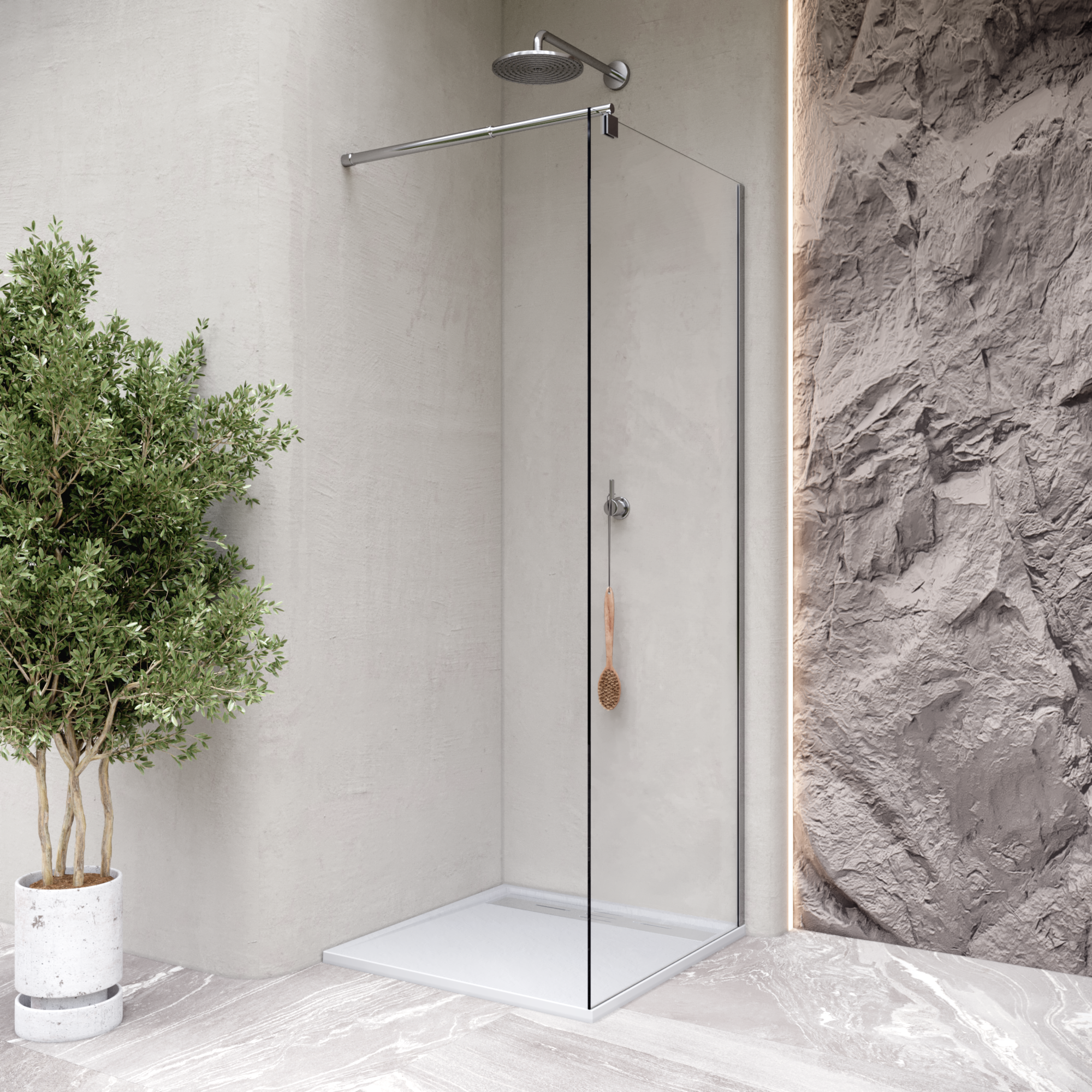 HIEMAL - Base de duche branca antiderrapante, resistente, duradouro - Inc. sifão e grelha de inox