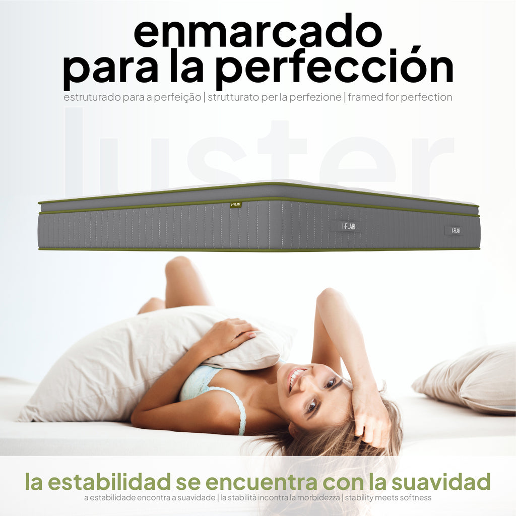 LUSTER - Colchão híbrido com molas ensacadas e espuma de alta densidade