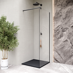 HIEMAL - Base de duche preta antiderrapante, resistente, duradouro e fácil de limpar - Inc. sifão