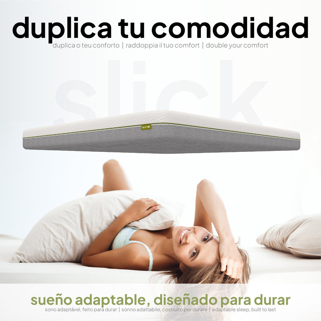 SLICK - Colchão viscoelástico reversível com 7 Zonas ergonómicas e espuma Green Tea