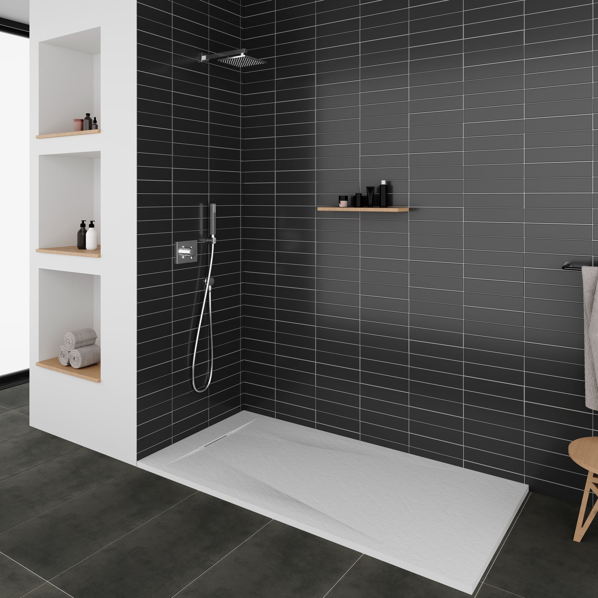 POLAR - Base de Duche Branca Antiderrapante, Resistente, Duradouro e Fácil de Limpar - Inc. sifão