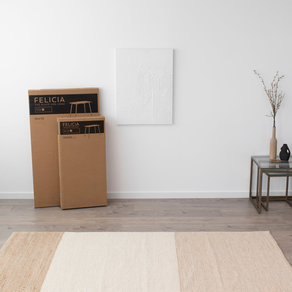 FELICIA - Mesa de jantar 120x70x74,5 cm – Estrutura metálica efeito madeira, pés antiderrapantes, montagem fácil