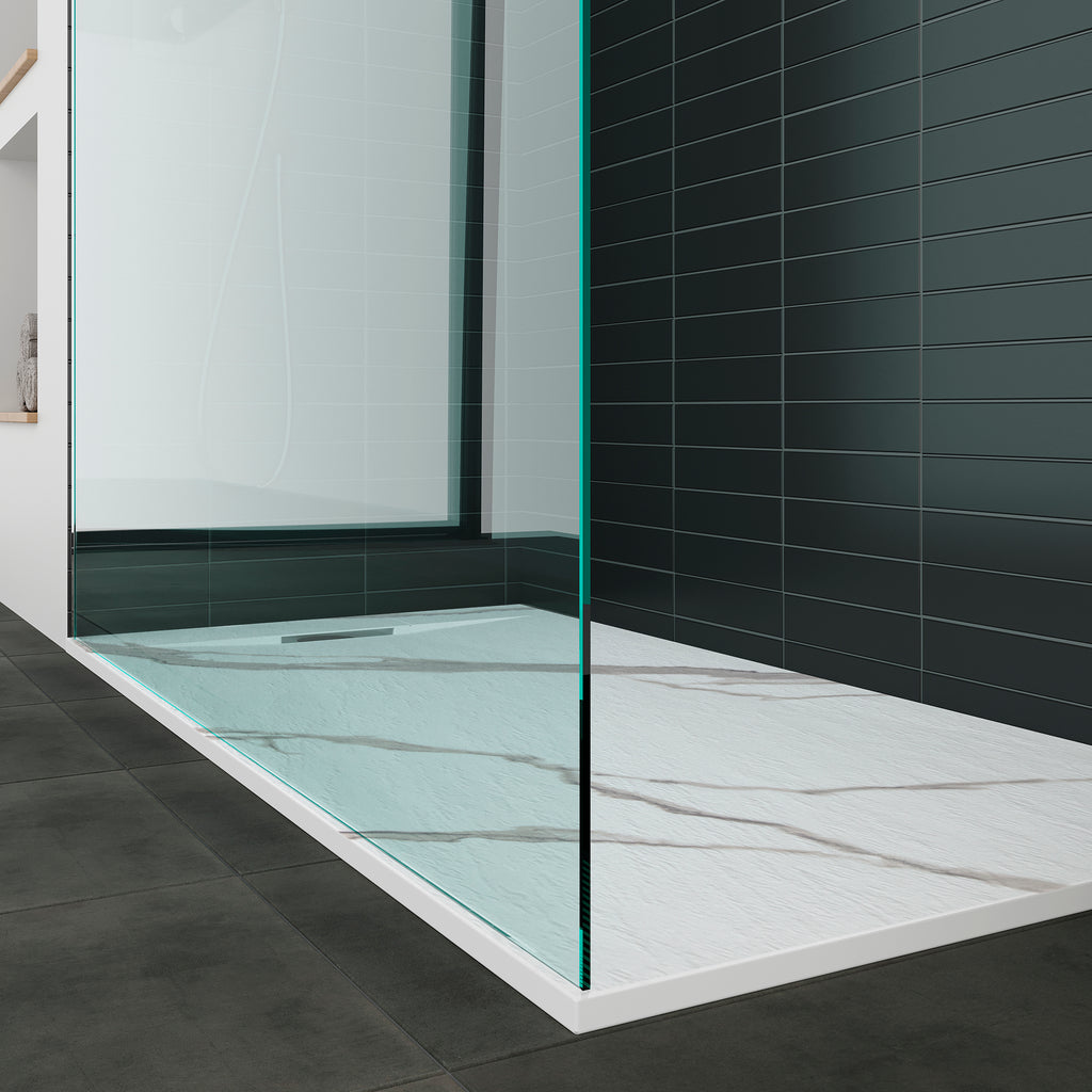 POLAR - Base de Duche Carrara Antiderrapante, Resistente, Duradouro e Fácil de Limpar - Inc. sifão