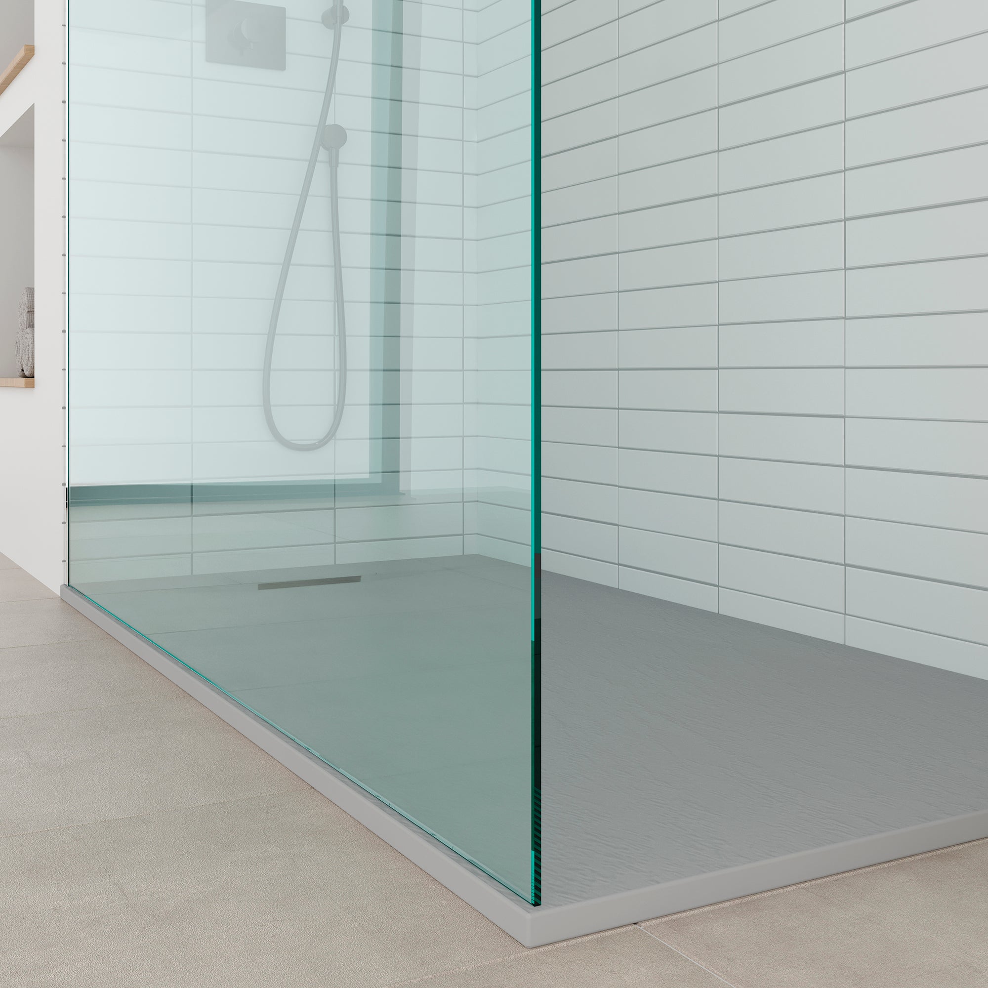 POLAR - Base de duche cinzenta antiderrapante, resistente, duradouro e fácil de limpar - Inc. sifão