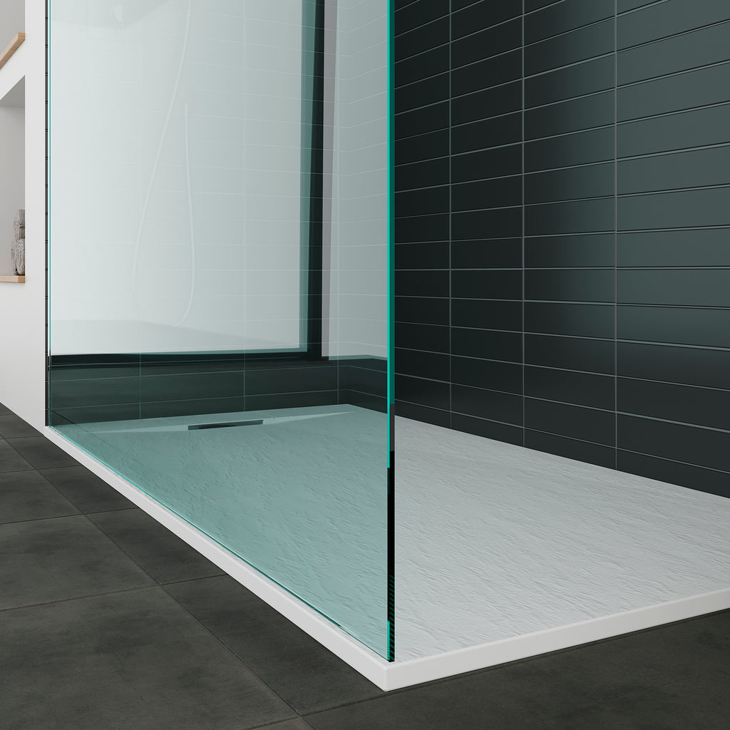 POLAR - Base de duche branca antiderrapante, resistente, duradouro e fácil de limpar - Inc. sifão