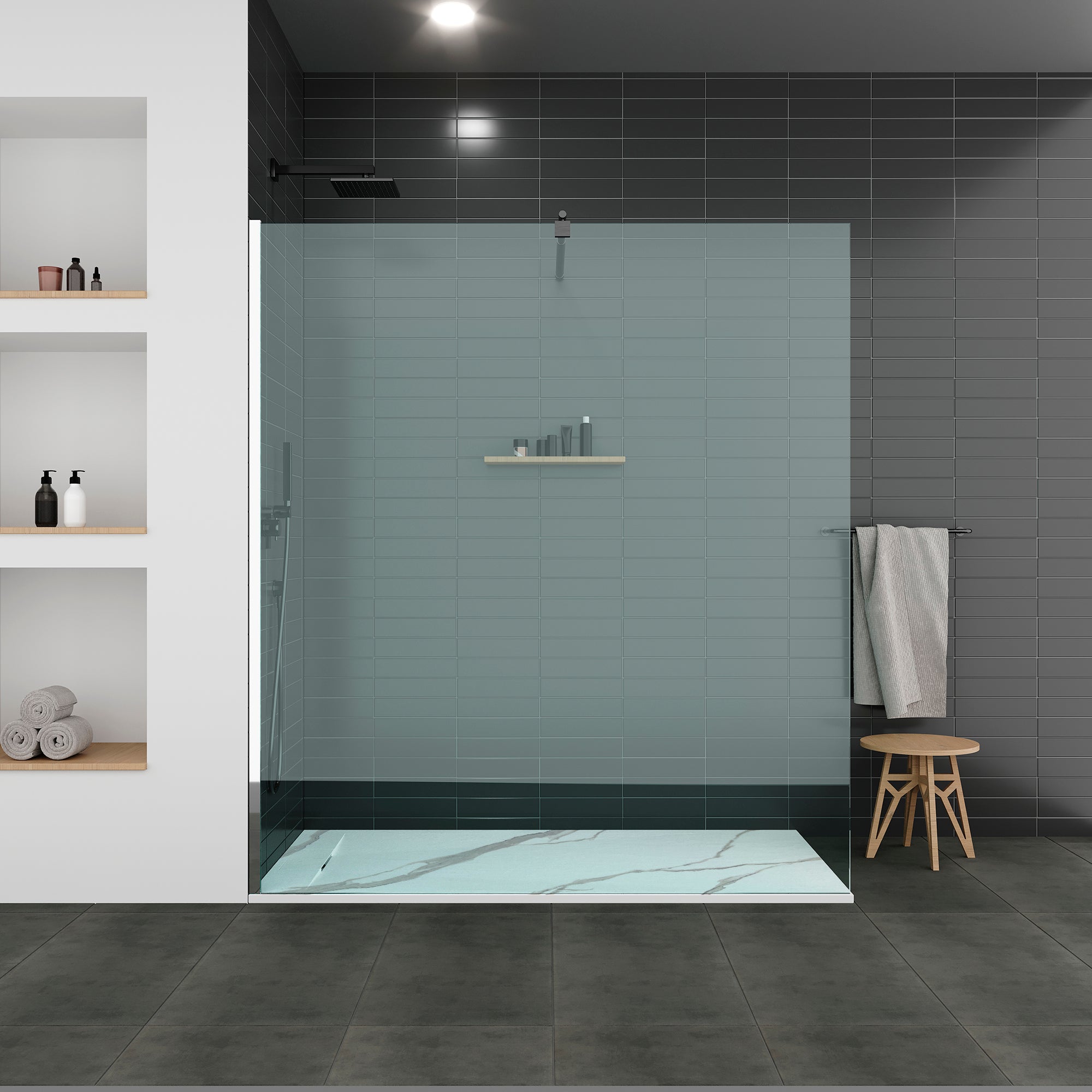 POLAR - Base de Duche Carrara Antiderrapante, Resistente, Duradouro e Fácil de Limpar - Inc. sifão