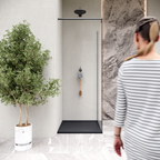 HIEMAL - Base de duche preta antiderrapante, resistente, duradouro e fácil de limpar - Inc. sifão