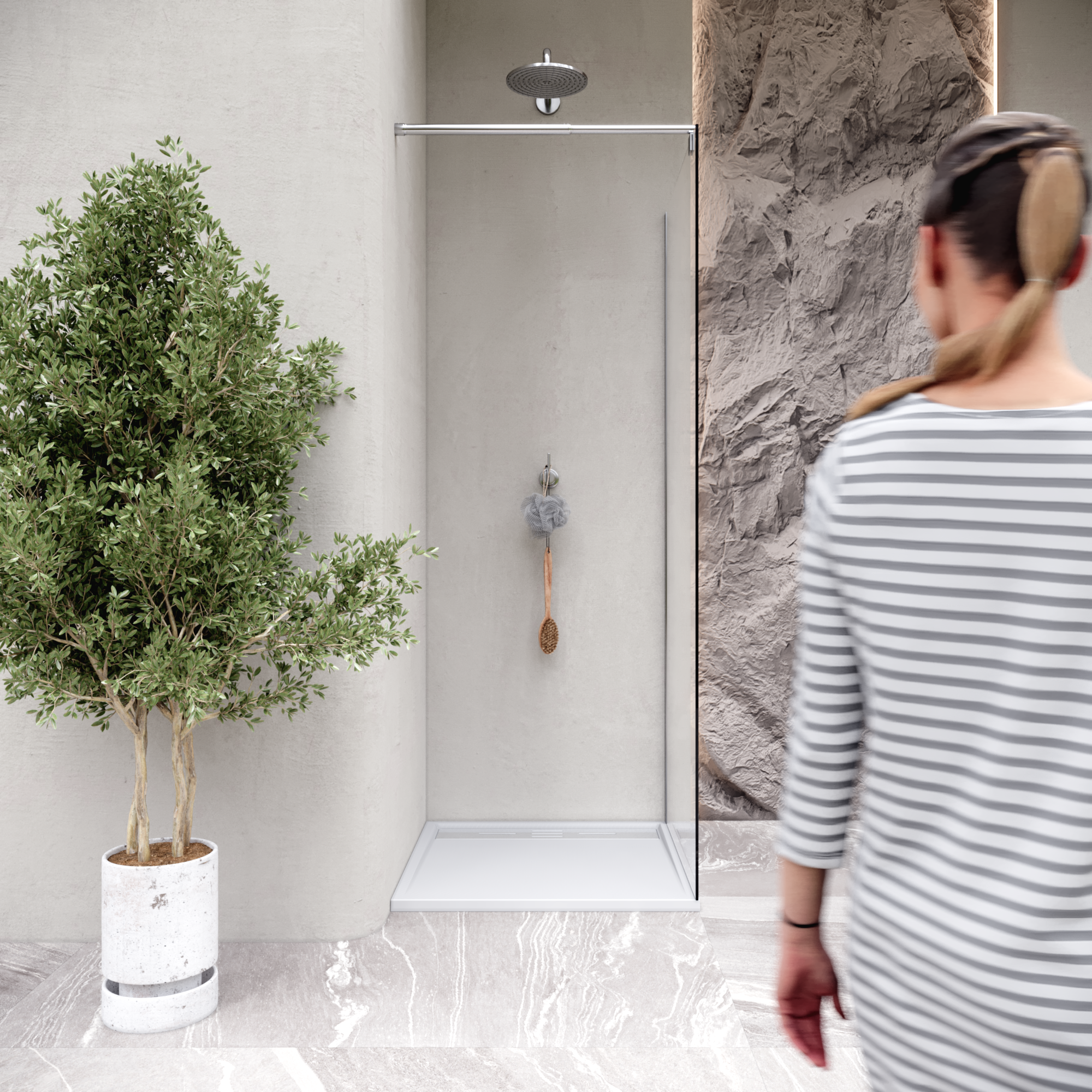 HIEMAL - Base de duche branca antiderrapante, resistente, duradouro - Inc. sifão e grelha de inox