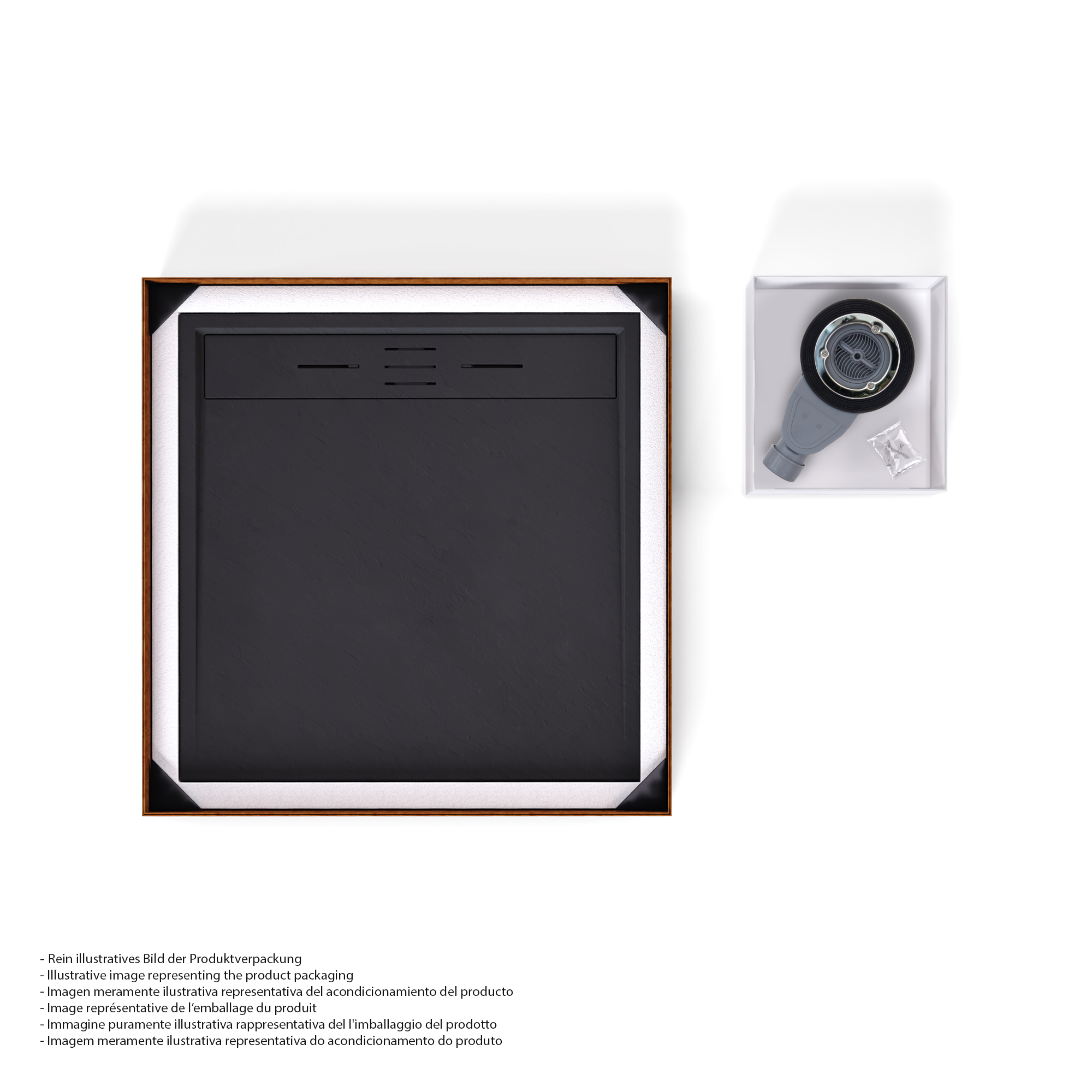 HIEMAL - Base de duche preta antiderrapante, resistente, duradouro e fácil de limpar - Inc. sifão