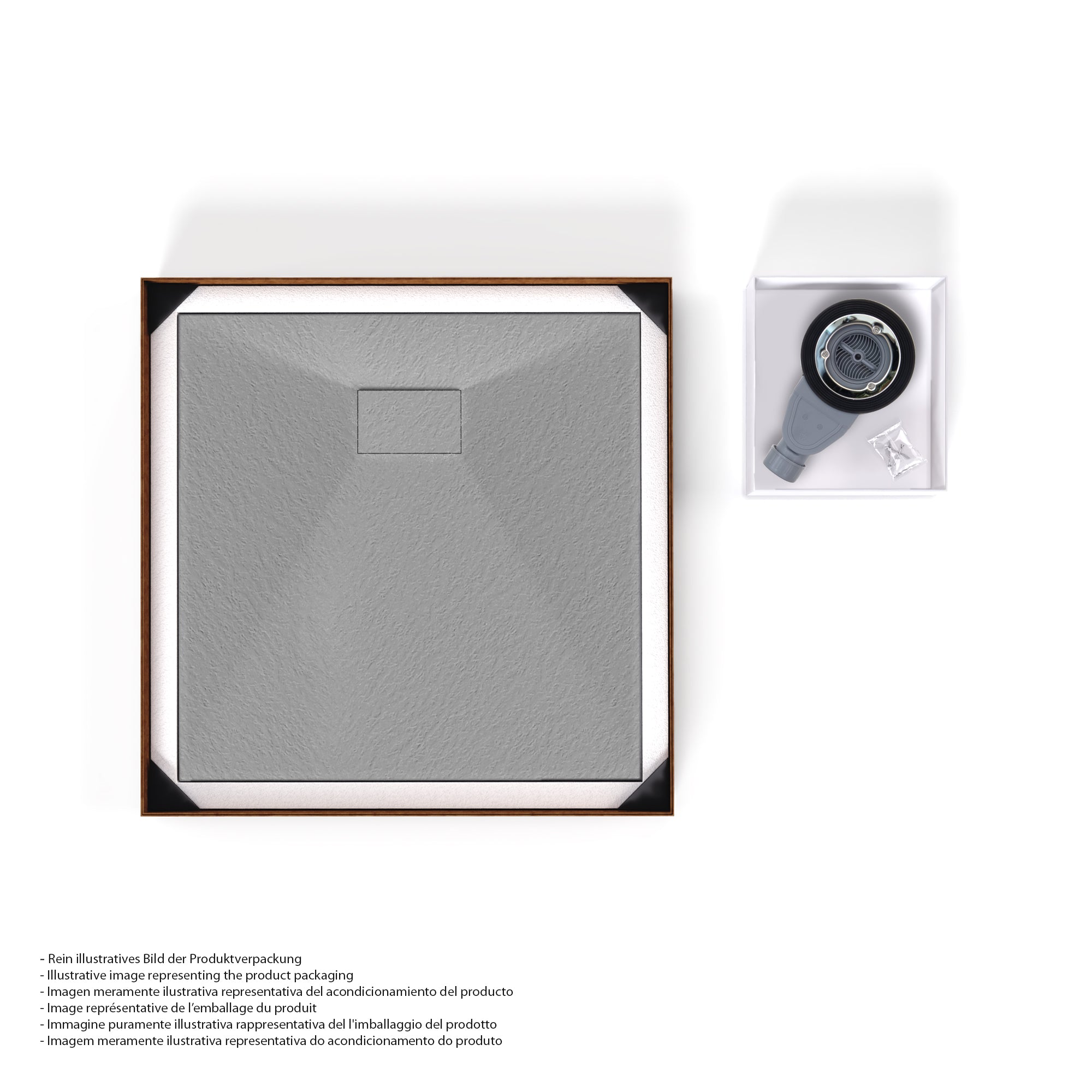 BOREAL - Base de Duche Cinzenta Antiderrapante, Resistente, Duradouro e Fácil de Limpar - Inc. sifão